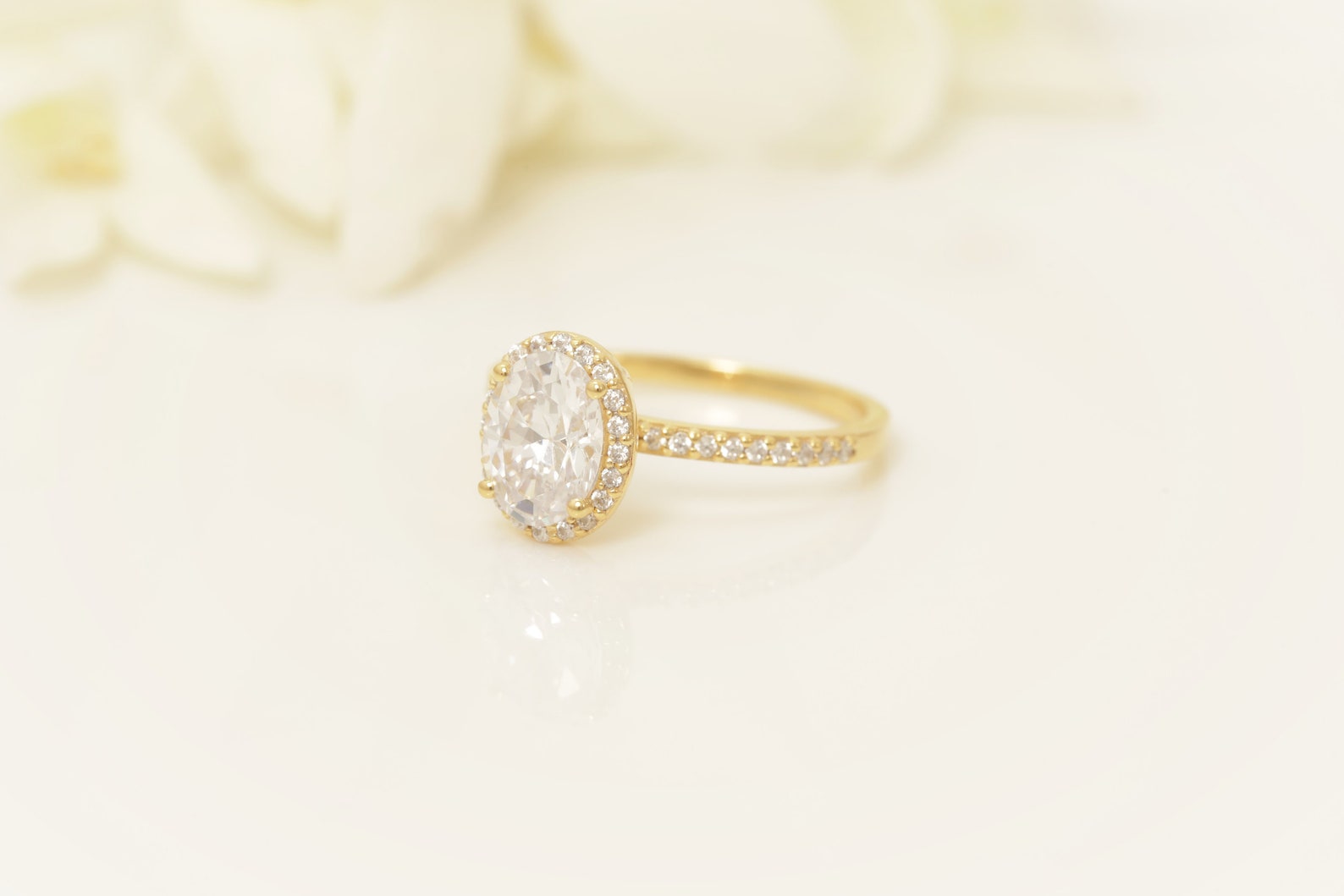 1.25 CT Oval Diamond Engagement Ring, Diamond Wedding Ring, Bridal Promise Ring, Oval Cut Anniversary Halo Ring